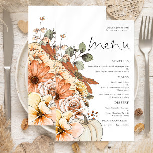 Prospectus 14 Cm X 21,6 Cm PAPER Rustic Fall Florals Menu Citrouille Mariage