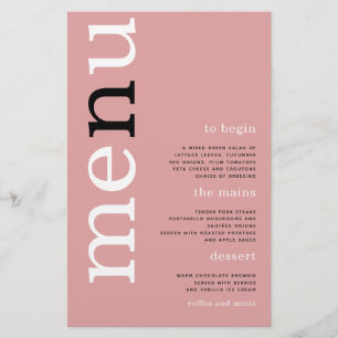 Prospectus 14 Cm X 21,6 Cm PAPER Simple Dusty Rose Typographie Mariage Menu