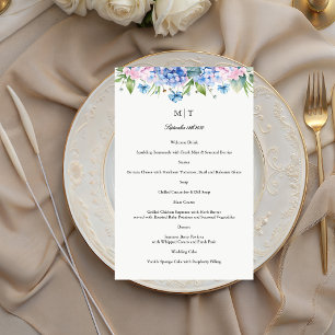 Prospectus 14 Cm X 21,6 Cm Papier de menu de mariage à bordure d'hortensia bl