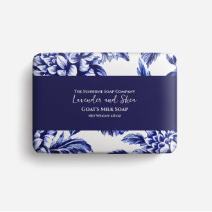 Prospectus 14 Cm X 21,6 Cm Papier d'emballage savon - dahlias bleu et blanc