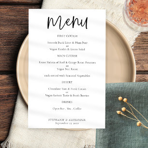 Prospectus 14 Cm X 21,6 Cm PAPIER Elegant Script N'importe quel menu Mariage