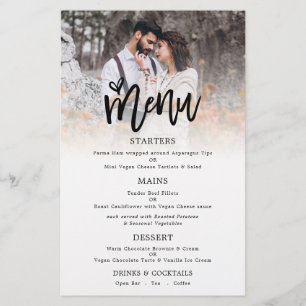 Prospectus 14 Cm X 21,6 Cm PAPIER Menu Mariage de script d'art photo