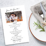 Prospectus 14 Cm X 21,6 Cm PAPIER | Menu Mariage photo de script moderne<br><div class="desc">PAPIER | Script Photo Black White Menu Mariage. Un prix très bon marché PAPER (pas carte) alternative. Le menu d'en-tête principal est dans un script stylé et le reste du texte que vous pouvez facilement personnaliser. Vous pouvez modifier le texte et les couleurs arrière - plans si vous souhaitez faire...</div>