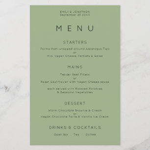 Prospectus 14 Cm X 21,6 Cm PAPIER Simple Typographie Sage Green Mariage Men