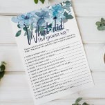 Prospectus 14 Cm X 21,6 Cm Pastel Blue Roses jeu Que dirait la chambre<br><div class="desc">Qu'est-ce que le jeu de douche nuptiale Groom Say. Collection florale pastel bleu aquarelle de roses sauvages peints à la main. Les articles correspondants pour compléter votre collection d'événements sont disponibles dans notre boutique Zazzle!</div>