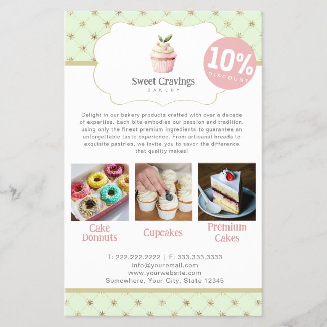Prospectus 14 Cm X 21,6 Cm Pastel Cupcake Sweet Traitements Boulangerie rabai (Devant)