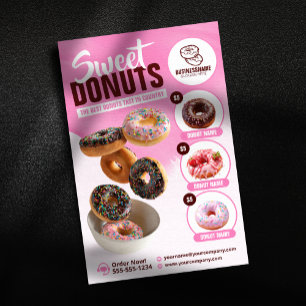 Prospectus 14 Cm X 21,6 Cm Pâtisserie de gâteaux appétissants Donut Rose