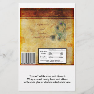 Prospectus 14 Cm X 21,6 Cm Peacock Mariage de plume grande barre de bonbons W