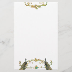 Prospectus 14 Cm X 21,6 Cm Peacock n Gold Filigree Flyer Faire-part