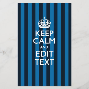 Prospectus 14 Cm X 21,6 Cm Personalized KEEP CALM Your Text on Blue Stripes