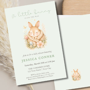 Prospectus 14 Cm X 21,6 Cm Pet Lapin Vert Sauge Aquarelle Baby Shower