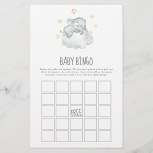 Prospectus 14 Cm X 21,6 Cm Petit éléphant petit bébé jeu de bingo