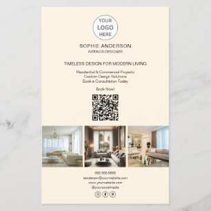 Prospectus 14 Cm X 21,6 Cm Photo de logo moderne QR Cream Professionnel Busin
