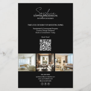Prospectus 14 Cm X 21,6 Cm Photo de script moderne QR Black Professionnel