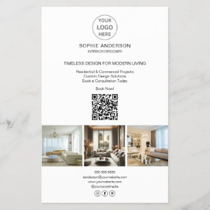Prospectus 14 Cm X 21,6 Cm Photo du logo moderne QR White Professionnel