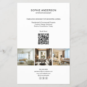 Prospectus 14 Cm X 21,6 Cm Photo personnalisée moderne QR White Professionnel