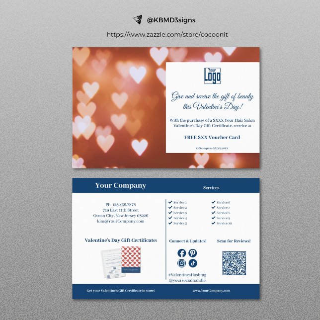Prospectus 14 Cm X 21,6 Cm Photo Valentine's Day Promotion Bleu blanc (Photo Valentine's Day Promotion Blue White Flyer)