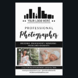 Prospectus 14 Cm X 21,6 Cm Photographe professionnel noir Votre logo<br><div class="desc">Brochure marketing pour un photographe professionnel personnalisé avec vos photos, logo, coordonnées, texte personnalisé, photo de profil dans un design noir et blanc épuré charmant. Flyer photo professionnel féminin et chic dans un design épuré avec une couleur d'accent noir et un script charmant personnalisé avec votre logo et photos pour...</div>