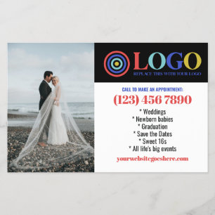 Prospectus 14 Cm X 21,6 Cm Photos de logo bleu rouge Promo Petite Entreprise