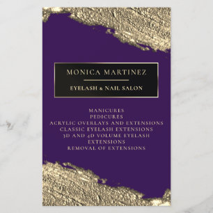 Prospectus 14 Cm X 21,6 Cm Pinceau doré tache élégant flyer violet