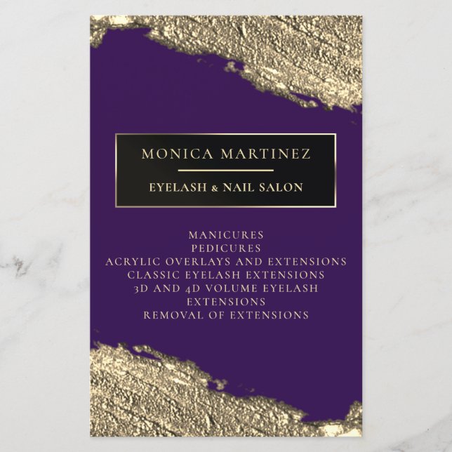 Prospectus 14 Cm X 21,6 Cm Pinceau doré tache élégant flyer violet (Devant)