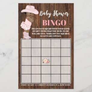 Prospectus 14 Cm X 21,6 Cm Pink AA Cowgirl Baby shower Bingo Carte de jeu Fly