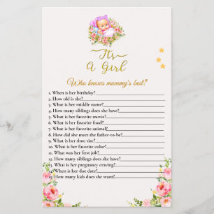 Prospectus 14 Cm X 21,6 Cm Pink and Gold Flower thème c'est un baby shower fi