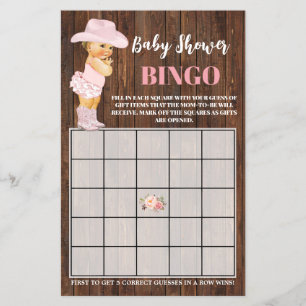 Prospectus 14 Cm X 21,6 Cm Pink Cowgirl Baby shower Bingo Carte de jeu Flyer