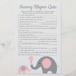 Prospectus 14 Cm X 21,6 Cm Pink Elephant Baby shower Nursery Rhyme Jeu