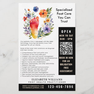Prospectus 14 Cm X 21,6 Cm Podiatriste Praticien en santé des pieds QR Code m