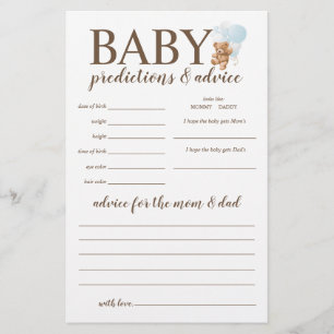 Prospectus 14 Cm X 21,6 Cm Prédictions et conseils pour bébé Jeu d'ours en pe