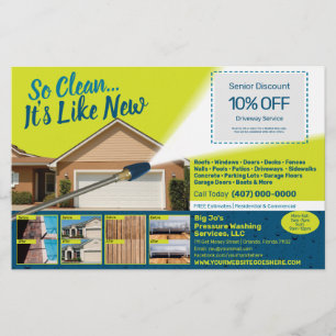 Prospectus 14 Cm X 21,6 Cm Pressure Power Washing Half Page  Flyer Template