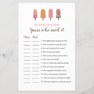 Prospectus 14 Cm X 21,6 Cm Prêt à pop Baby shower Guess qui a dit le jeu