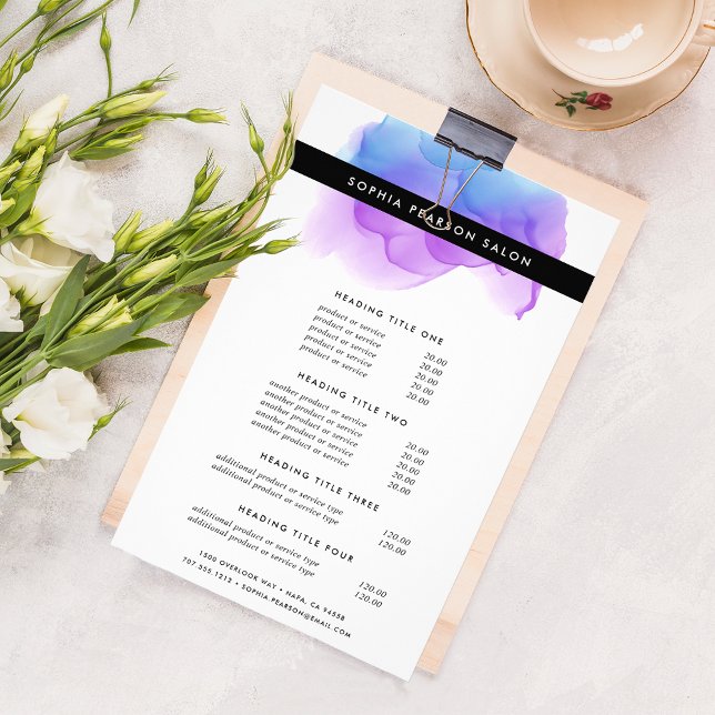 Prospectus 14 Cm X 21,6 Cm Prix et services d'aquarelle Indigo moderne (Créateur téléchargé)