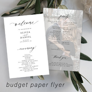 Prospectus 14 Cm X 21,6 Cm Programme de mariage budget élégant photo noir bla