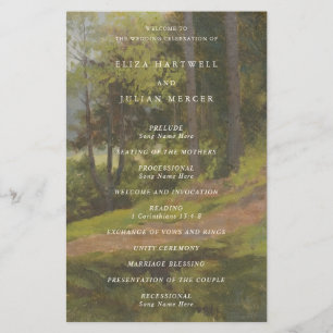 Prospectus 14 Cm X 21,6 Cm Programme de mariage élégant en forêt rustique