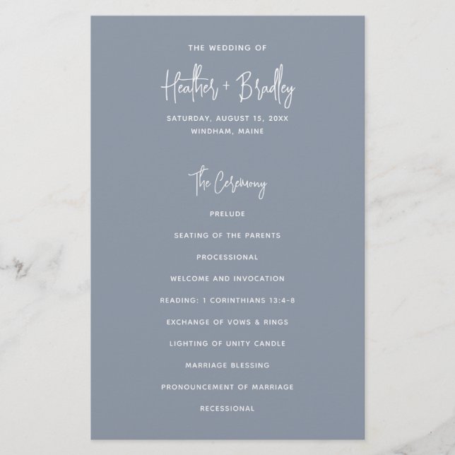 Prospectus 14 Cm X 21,6 Cm Programme de mariage moderne minimal poussiéreux b (Devant)