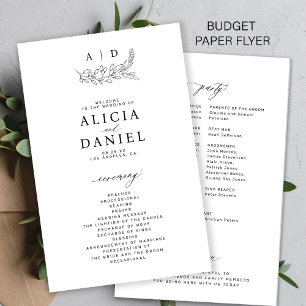 Prospectus 14 Cm X 21,6 Cm Programme de mariage monochrome à monogramme pas c
