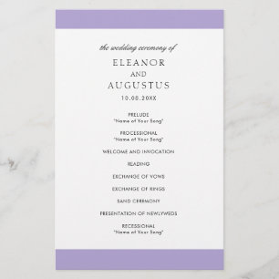 Prospectus 14 Cm X 21,6 Cm Programme de mariage numérique lavande violet à pe