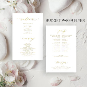 Prospectus 14 Cm X 21,6 Cm Programme de mariage simple typographie or budget