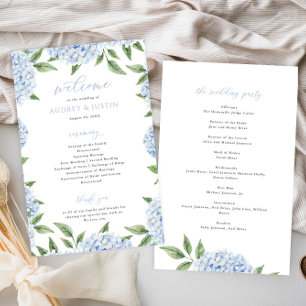 Prospectus 14 Cm X 21,6 Cm Programme de papier Mariage plié Bleu Hydrangea Bo