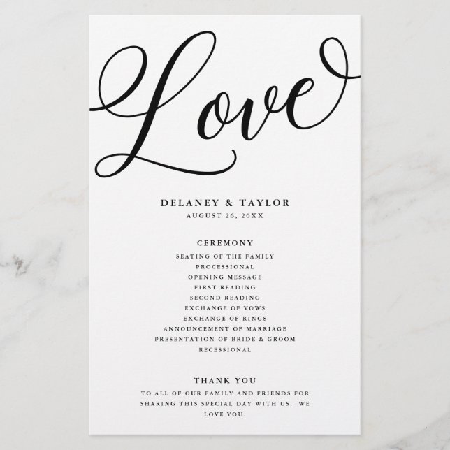 Prospectus 14 Cm X 21,6 Cm Programme de papier noir personnalisé Flourissant  (Devant)