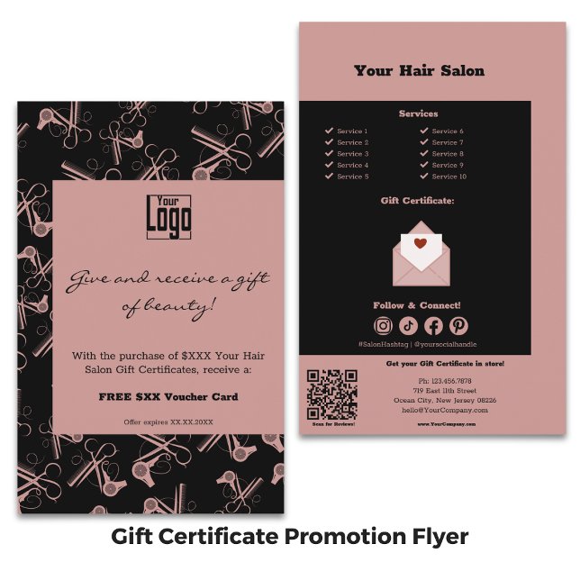 Prospectus 14 Cm X 21,6 Cm Promotion du certificat cadeau de salon moderne (Modern Salon Gift Certificate Promotion Flyer)