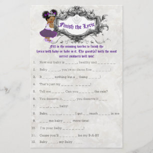 Prospectus 14 Cm X 21,6 Cm Purple White African Princess Baby shower Game