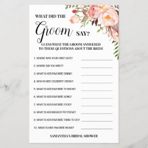 Prospectus 14 Cm X 21,6 Cm Qu'a dit Groom Fête des mariées Pink Game Card