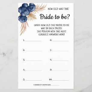 Prospectus 14 Cm X 21,6 Cm Quel âge avait la Blue Flowers Shower Game Card