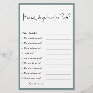 Prospectus 14 Cm X 21,6 Cm Quelle est votre connaissance de la mariée ? Flyer