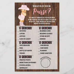 Prospectus 14 Cm X 21,6 Cm Qu'est-ce que dans votre sac Baby shower Cowgirl c