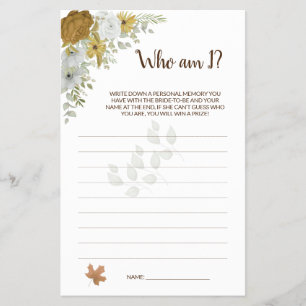 Prospectus 14 Cm X 21,6 Cm Qui suis-je Carte de jeu et flyer pour Baby Shower