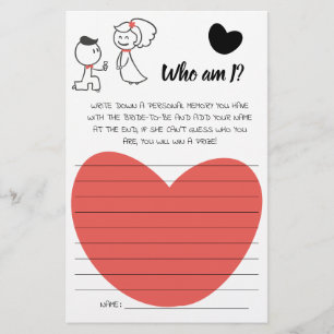 Prospectus 14 Cm X 21,6 Cm Qui suis-je? carte de jeu pour Baby Shower couple 